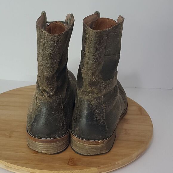Modern Vintage Women's Leather Slouchy Combat Boots Opal Moss Brown Size 39.5 - Picture 4 of 13